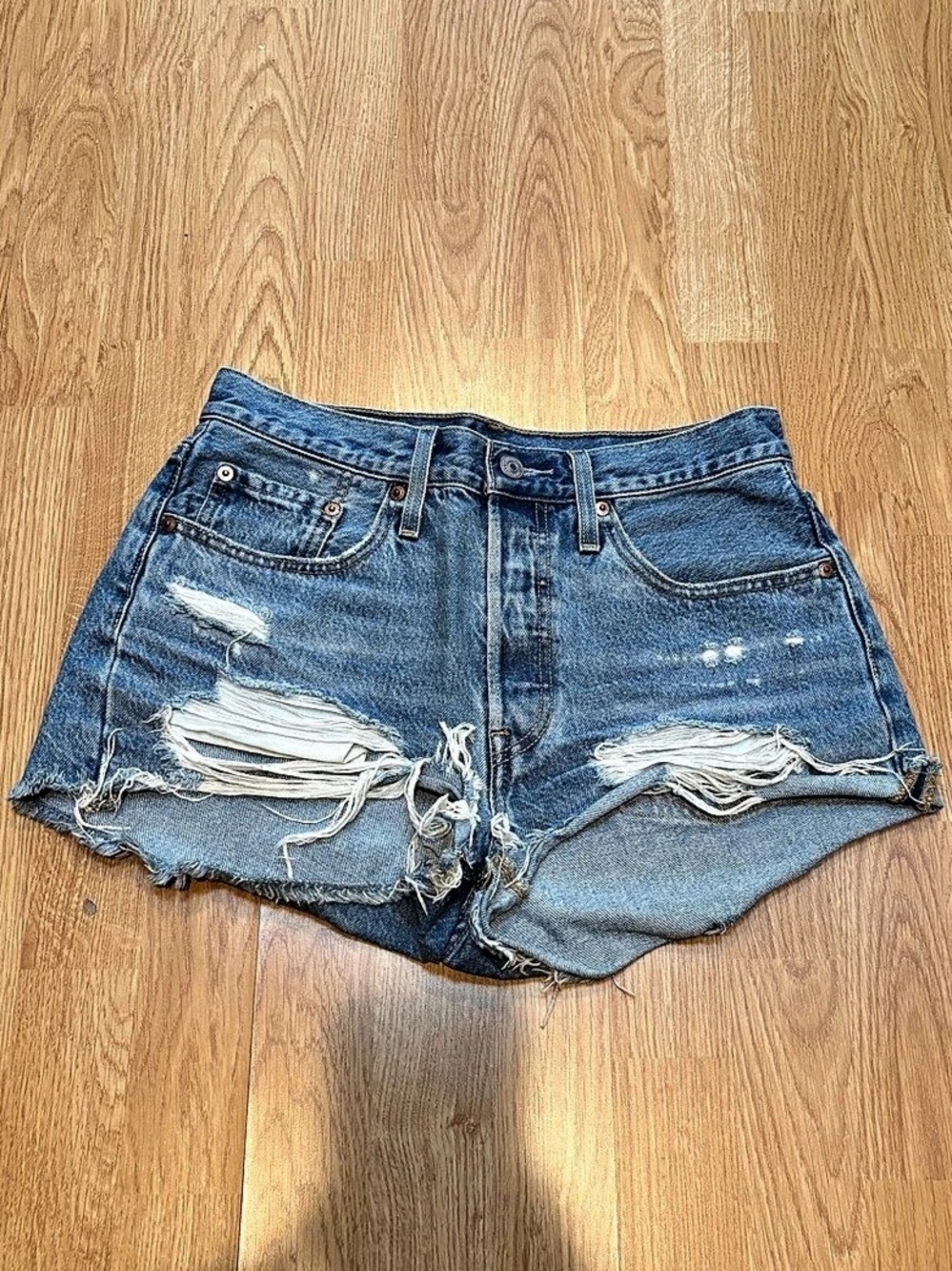 Levi's 501 Original Shorts Distressed Denim